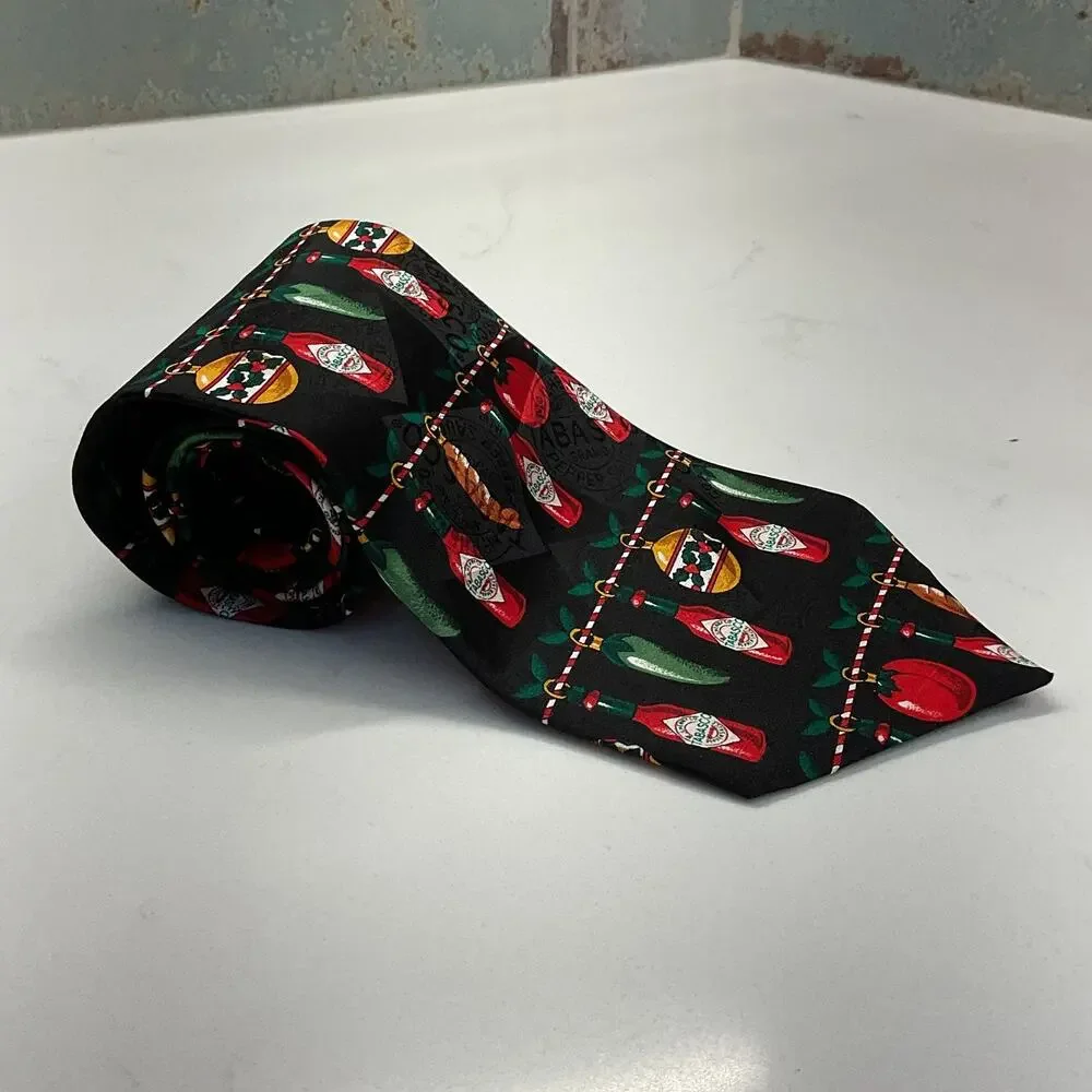 Tabasco Jalapeños and Hot Sauce Mens Neck Tie 100% Silk Christmas